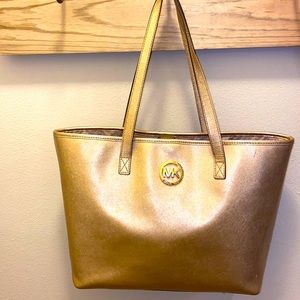 Michael Kors gold tote bag